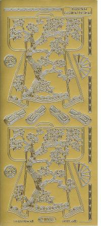 Billede: kinesisk kimono guld, stickers