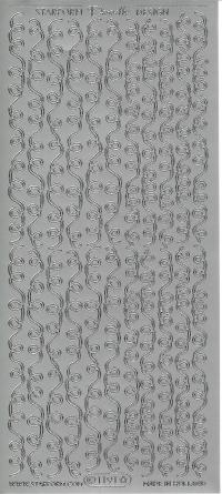 Billede: lange snørkelkanter, sølv stickers 1191