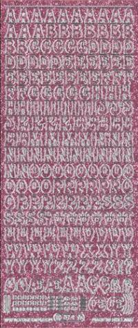 Billede: bogstaver pink/sølv glimmer stickers, 10 STK., LEVERINGSTID OP TIL 1 TIL 2 MÅNEDER