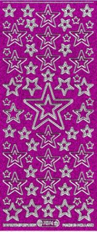 Billede: stjerner violet/sølv glimmer  stickers