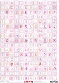 Billede: alfabet og tal lyserøde, scrapbooking