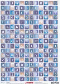 Billede: alfabet og tal blå, scrapbooking