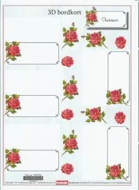 Billede: 5 bordkort med rose, stenboden