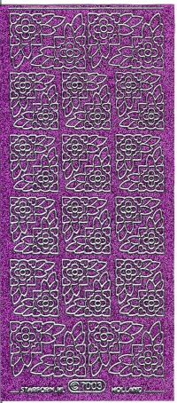 Billede: BESTILLINGSVARE hjørne violet/sølv glimmer stickers 10 STK., LEVERINGSTID OP TIL 1 TIL 2 MÅNEDER