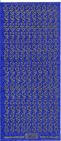 Billede: BESTILLINGSVARE blomsterkant blå/guld glimmer stickers 10 STK., LEVERINGSTID OP TIL 1 TIL 2 MÅNEDER