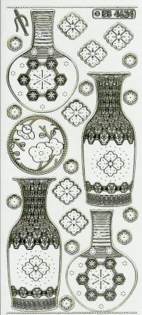 Billede: kinesiske vaser, guld, systickers, tilbud førpris kr. 7,- nupris