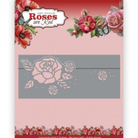 Billede: skære/prægeskabelon pop up rose, kan eventuelt bruges som bordkort, da rosen kun bliver skåret fra ovenover den prægede linie, Amy Design Dies 