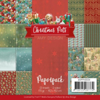 Billede: AMY DESIGN PAPIRBLOK ADPP10034, 15x15cm, Christmas Pets, Lavet som en folder 