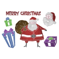 Billede: skæreskabelon julemand, hoved og gaver, Cheery Lynn Die B835, Julemand: 75x75mm, førpris kr. 124,- nupris