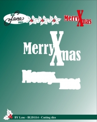 Billede: skæreskabelon MerryXmas med skygge, BY LENE DIES “Merry Xmas” BLD1114, 7x4,2cm, førpris kr. 64,- nupris