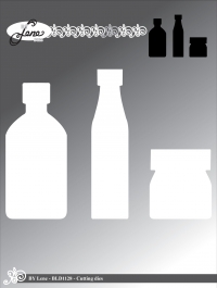 Billede: skæreskabelon 2 dies til miniflaskekort og 1 die til mininutellakort, BY LENE DIES “Bottle-cards” BLD1128, Largest: 4,25x9,5cm - INKL VEJLEDNING, førpris kr. 108,- nupris