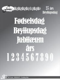 Billede: skæreskabelon Fødselsdag, Bryllupsdag, Jubilæum, års, 1234567890, BY LENE DIES “Mærkedage