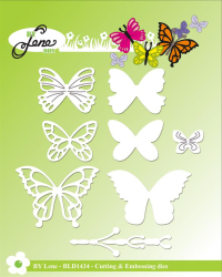 Billede: skæreskabelon 3 sommerfugle med baggrund og 1 lille ekstra, BY LENE DIES 