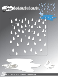 Billede: skære/prægeskabelon regndråber, regnpyt og splash, Lene Dies 