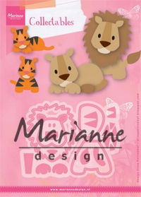 Billede: skæreskabelon tiger og løve, MARIANNE DESIGN COL1455 Eline’s Lion/Tiger, 100x75mm
