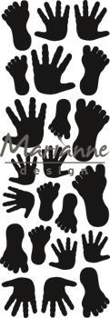Billede: skæreskabelon babyhænder og babyfødder, MARIANNE DESIGN CR1457 Punch Die: Hands & Feet, 92x30mm