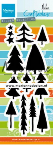 Billede: skæreskabelon træer, MARIANNE DESIGN CR1483 Trees By Marleen, Smallest Tree: 64mm