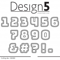 Billede: skæreskabelon tal fra 0-9 samt diverse tegn, alle med skygge, Design5 dies 