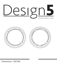 Billede: Design5 clearstamp cirkler med bogstaver og tal, D5C046, 4,1x4,1cm x2, førpris kr. 32,- nupris