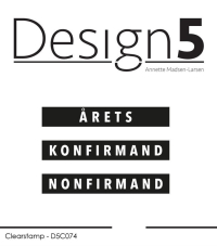 Billede: Design5 clearstamp Danske boxord, ÅRETS KONFIRMAND NONFIRMAND, D5C074, Længde: 6,5cm