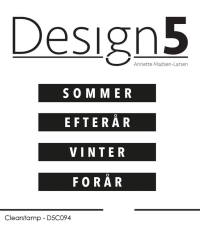 Billede: Design5 clearstamp Danske boxord SOMMER, EFTERÅR, VINTER, FORÅR,  D5C094, 6,5x1cm x4