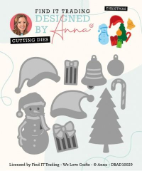 Billede: skære/prægeskabelon snemand og en masse juleting, Designed by Anna 