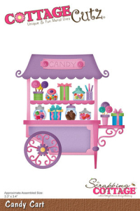 Billede: skæreskabelon markedsvogn med slik, Dies CottageCutz CC-1012 Candy Cart