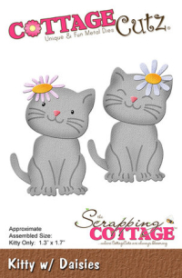 Billede: skæreskabelon 2 katte med blomst, Dies CottageCutz CC-1028, Kitty w/Daisies