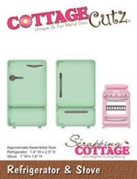 Billede: skæreskabelon køleskab og ovn, Refrigerator & Stove, 3,6x6,5 - 2,6x4,1cm, cottage cutz, førpris kr. 88,- nupris