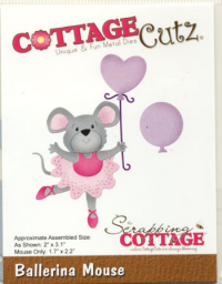 Billede: skæreskabelon balletmus med balloner, Dies CottageCutz CC-637, Ballerina Mouse