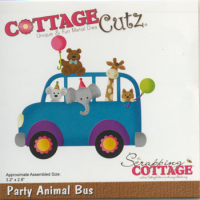 Billede: skæreskabelon bus med dyr til fest, Dies CottageCutz CC-651, Party Animal Bus