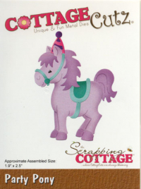 Billede: skæreskabelon festlig pony med hat, Dies CottageCutz CC-657, Party Pony