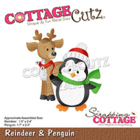 Billede: skæreskabelon rensdyr og pingvin, Dies CottageCutz CC-699, Reindeer & Penguin