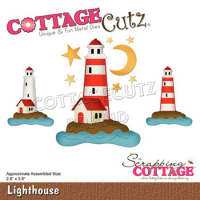 Billede: skæreskabelon fyrtårn på en ø, Dies CottageCutz CC-759, Lighthouse