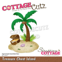 Billede: skæreskabelon en øde ø med skattekiste, Dies CottageCutz CC-768, Treasure Chest Island