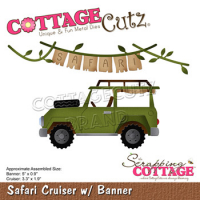 Billede: skæreskabelon Jeep og banner, Dies CottageCutz CC-837, Safari -Cruiser w/Banner
