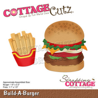 Billede: skæreskabelon byg en burger og en pakke pommes frites, Dies CottageCutz CC-854, Build-A-Burger