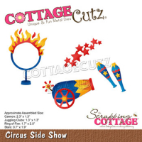 Billede: skæreskabelon cirkusredskaber, Dies CottageCutz CC-857, Circus Side Show