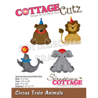 Billede: skæreskabelon cirkusdyr bjørn, løve, sølove og elefant, Dies CottageCutz CC-862, Circus Train Animals