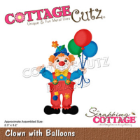 Billede: skæreskabelon cirkusklovn med balloner, Dies CottageCutz CC-863, Clown with Balloons