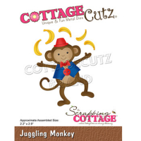 Billede: skæreskabelon abe jonglerer med bananer, Dies CottageCutz CC-865, Juggling Monkey