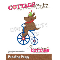 Billede: skæreskabelon cyklende cirkushund, Dies CottageCutz CC-867, Pedaling Puppy