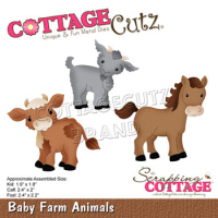 Billede: skæreskabelon gedebuk, ko og hest, Dies CottageCutz CC-886, Baby Farm  Animals