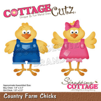Billede: skæreksabelon kyllinger med tøj, Dies CottageCutz CC-888 , Country Farm Chicks