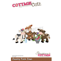 Billede: skæreskabelon glade køer, Dies CottageCutz CC-889, Country Farm Cows