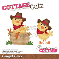 Billede: skæreskabelon kyllinger klædt ud som cowboys/girls, Dies CottageCutz CC-892, Cowgirl Chick