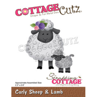 Billede: skæreskabelon får med lam, Dies CottageCutz CC-893, Curly Sheep & Lamb