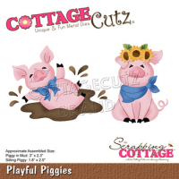 Billede: skæreskabelon 2 legesyge grise, Dies CottageCutz CC-900, Playful Piggies
