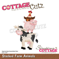 Billede: skæreskabelon akrobatiske bondegårdsdyr, hane gris og ko, Dies CottageCutz CC-901, Stacked Farm Animals
