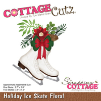 Billede: skæreskabelon julepyntede skøjter, Dies CottageCutz CC-906, Holiday Ice Skate Floral